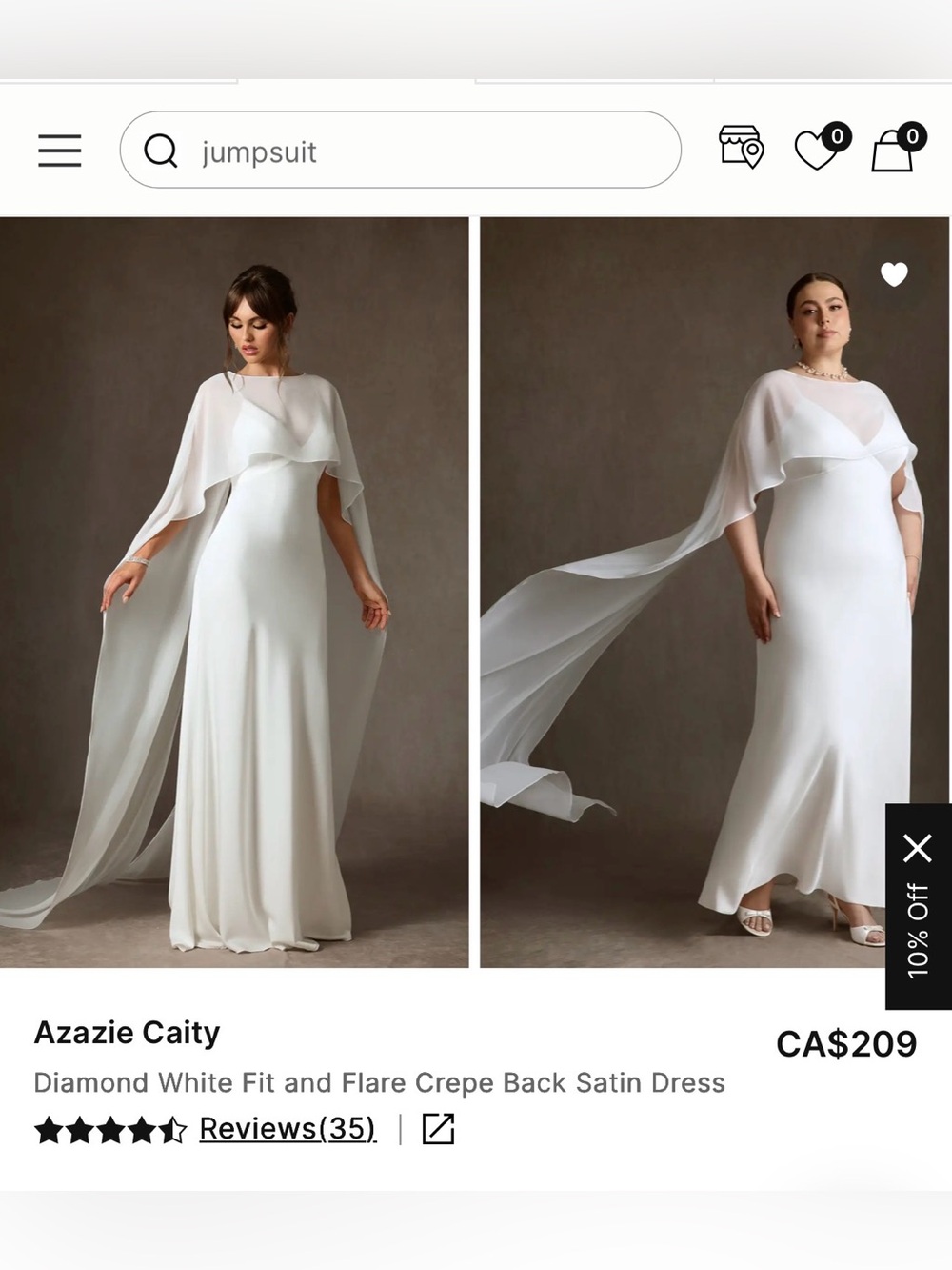 Azazie Crepe Fit-and-Flare Dress with Sheer Cape